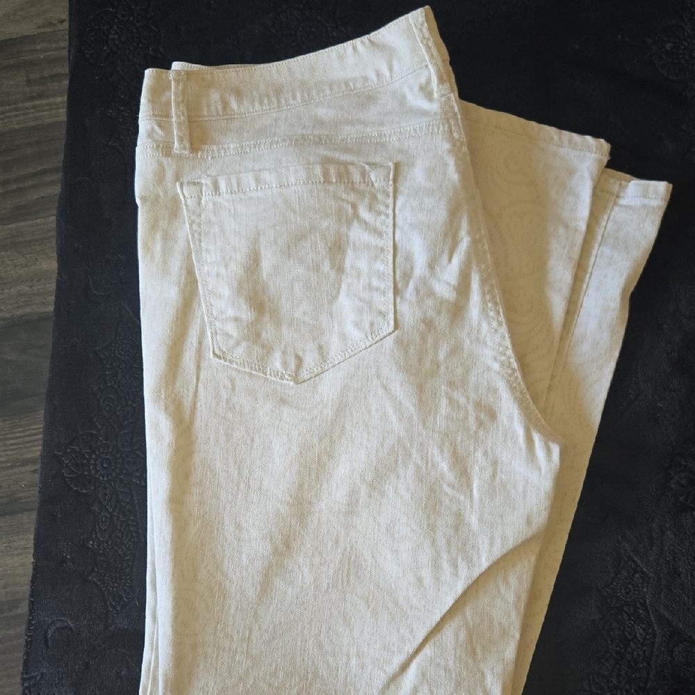 LOFT Cream Straight Leg Denim Jeans